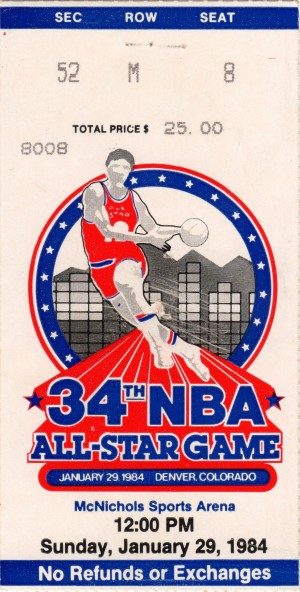 1984_National Basketball Association_All Star Game_McNichols Arena_Denver_Row One Brand Ticket